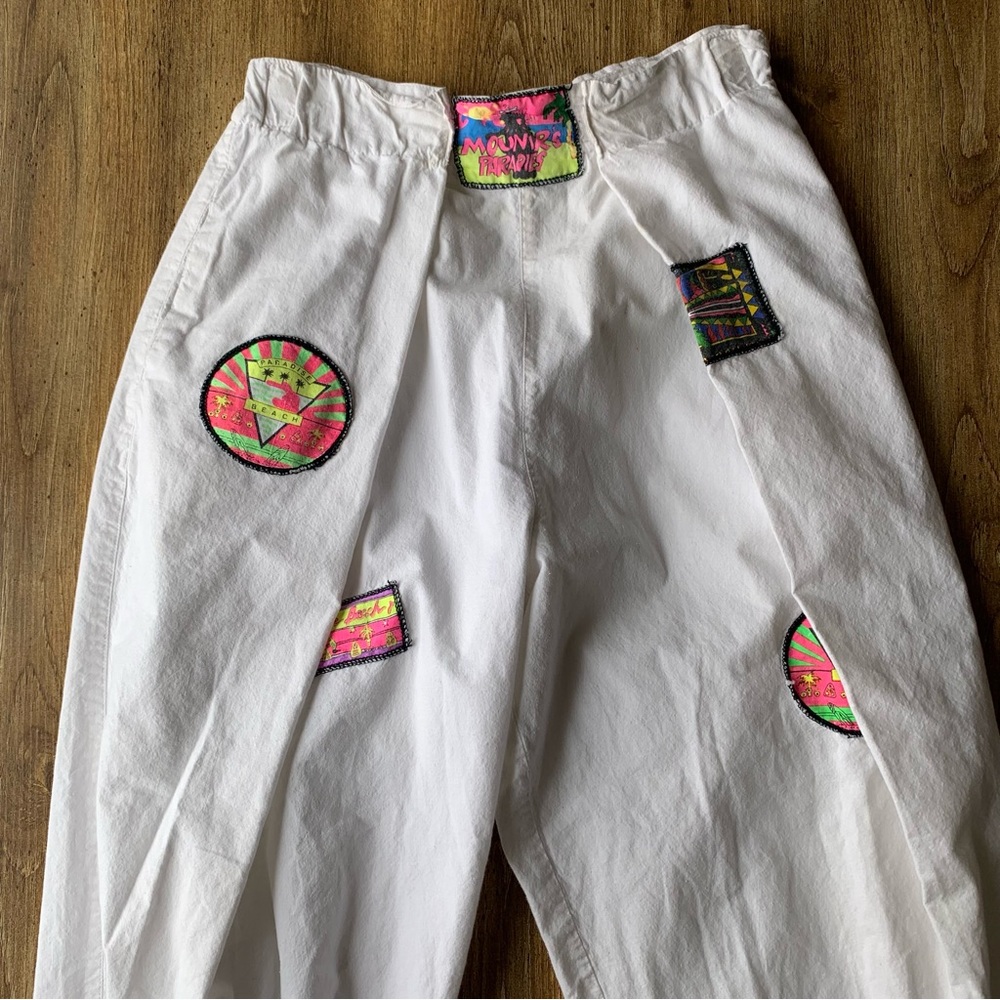 Vintage Paradise Beach White Pants 90s Cotton Surf